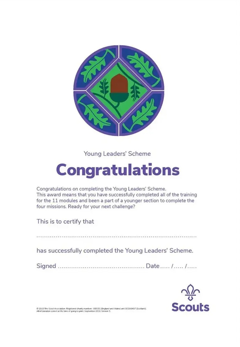 Young Leaders Completing the Scheme Certificate (Pack of 10)